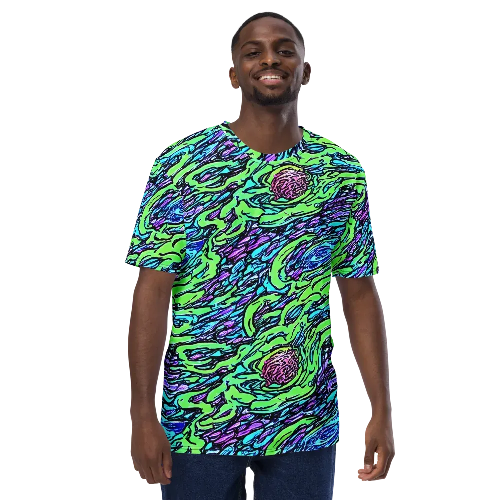 Neon Bloom Current on Men's Crew Neck T-Shirt — Front