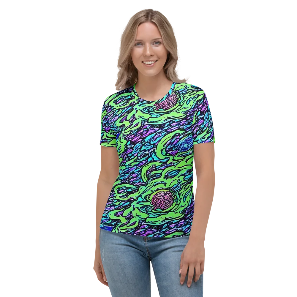 Neon Bloom Current on Women's Crew Neck T-Shirt — Front