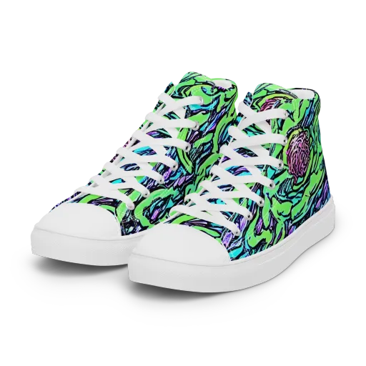 Neon Bloom Current on a Women's High Top Canvas Shoes