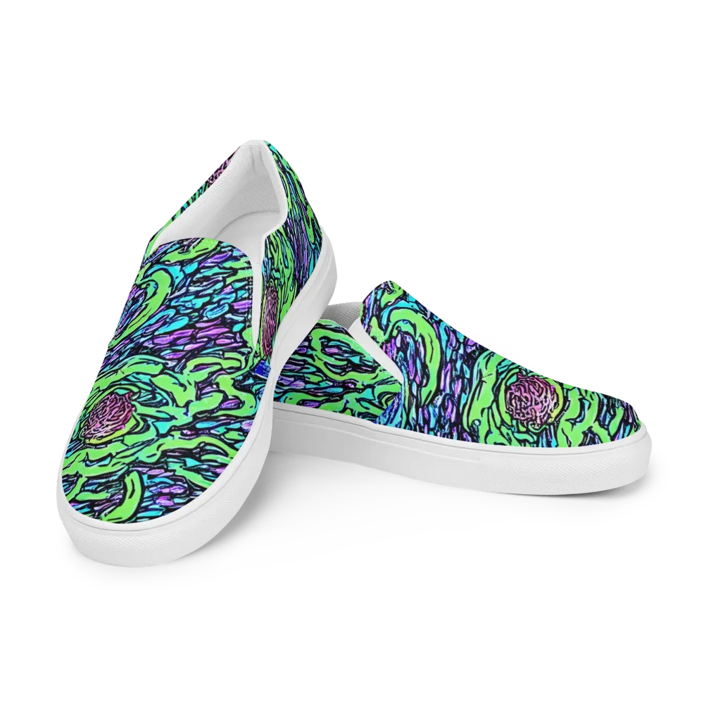 Neon Bloom Current on Men's Slip-On Canvas Shoes — Left Front