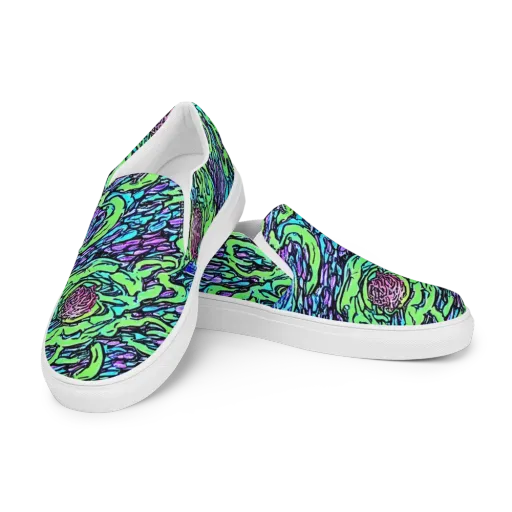Neon Bloom Current on a Men's Slip-On Canvas Shoes