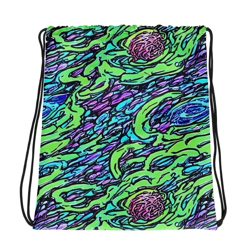 Neon Bloom Current on Drawstring Bag — Photo