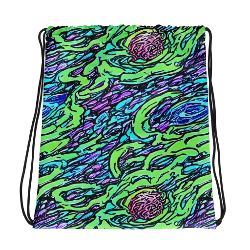 Neon Bloom Current on a Drawstring Bag