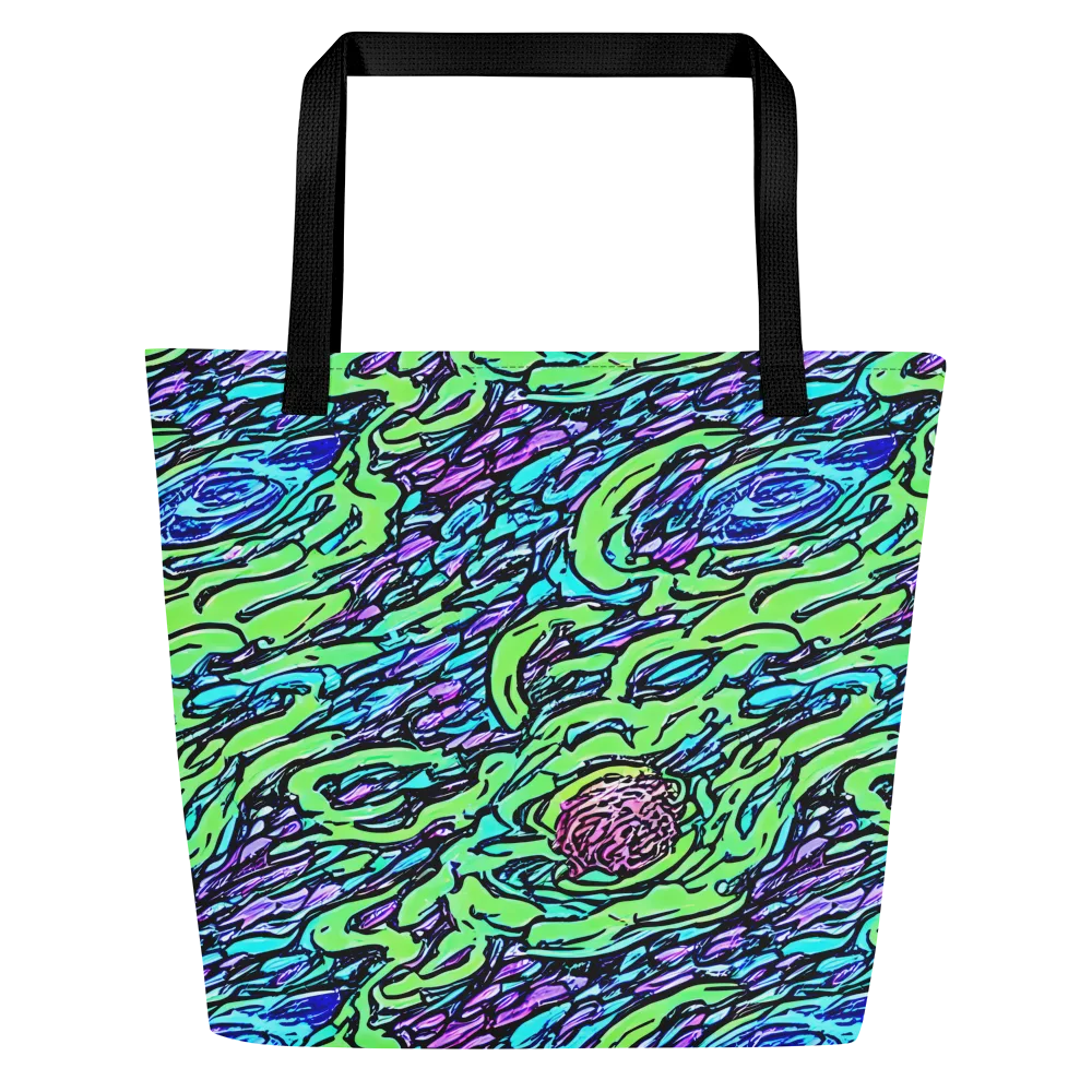 Neon Bloom Current on Large Tote Bag W/ Pocket — Front