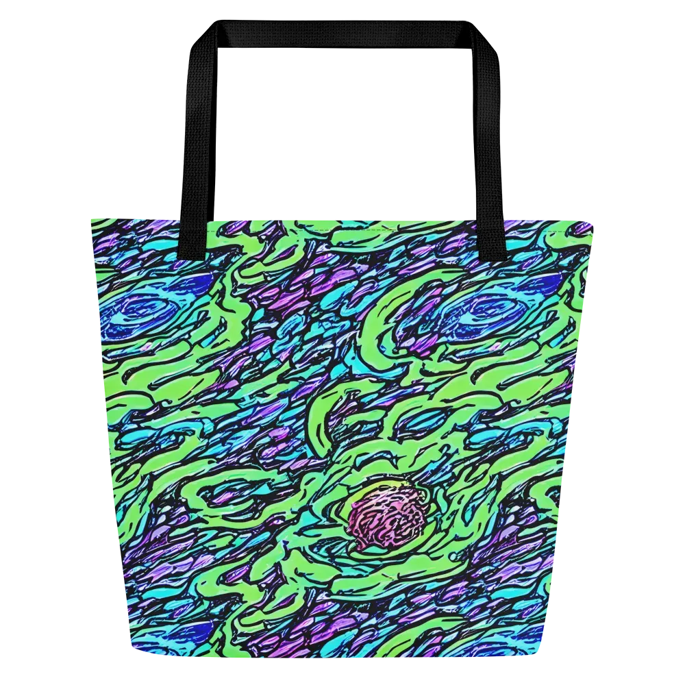 Neon Bloom Current on Large Tote Bag W/ Pocket — Front