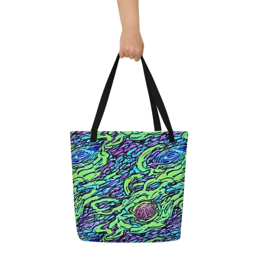 Neon Bloom Current on a Large Tote Bag W/ Pocket