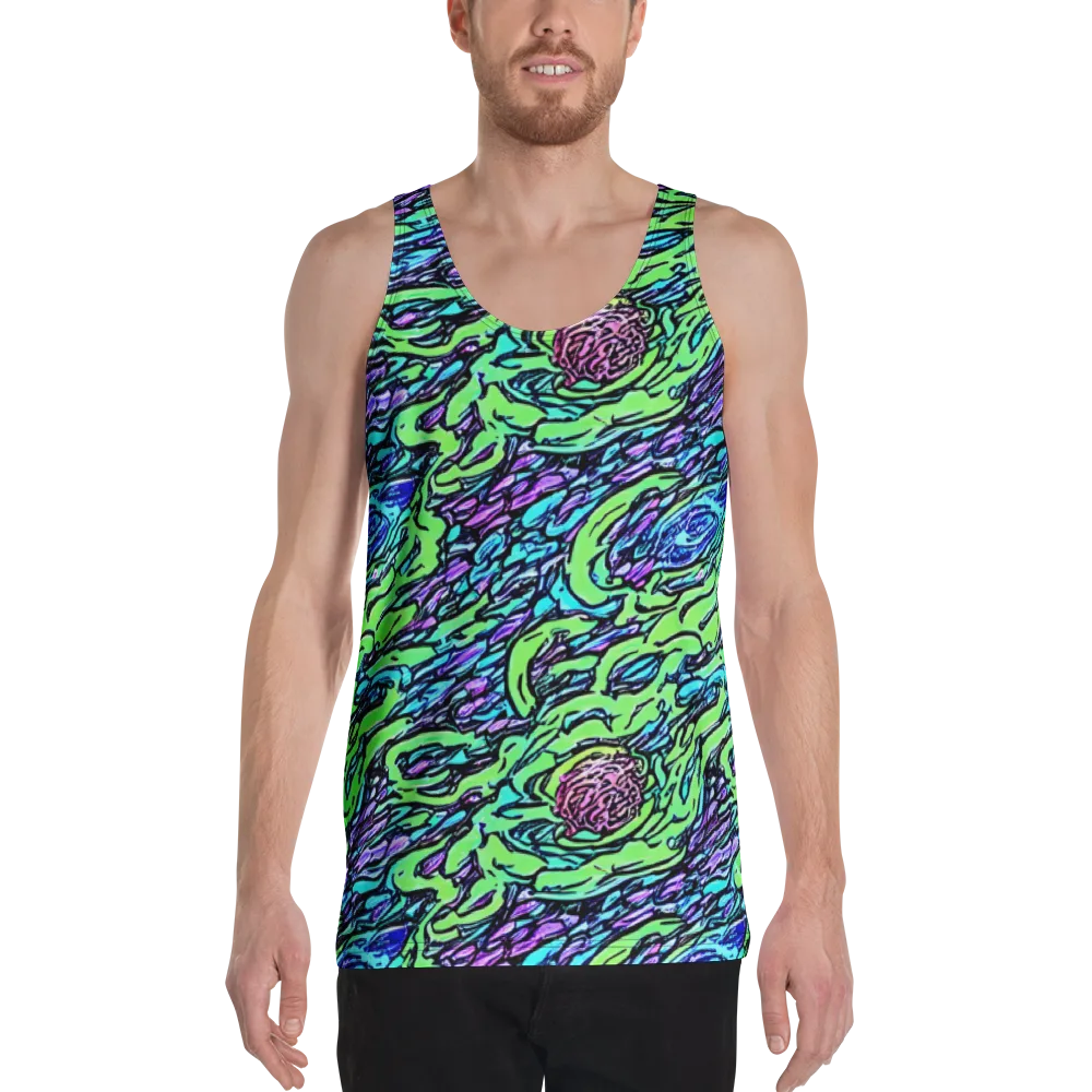 Neon Bloom Current on Men's Tank Top — Front