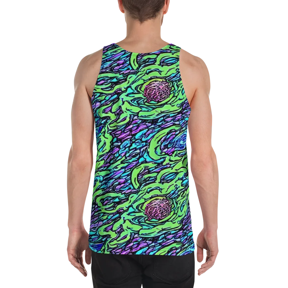 Neon Bloom Current on Men's Tank Top — Back