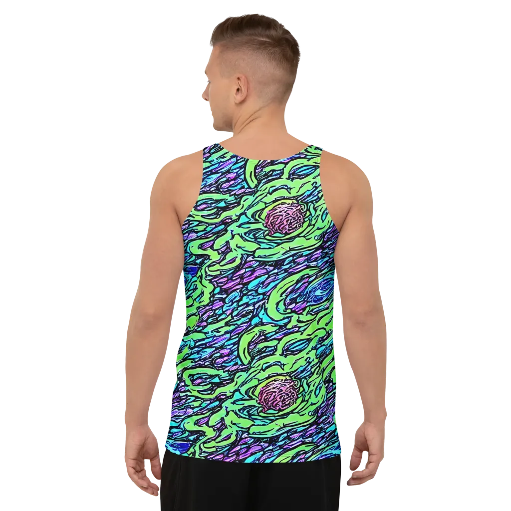 Neon Bloom Current on Men's Tank Top — Back
