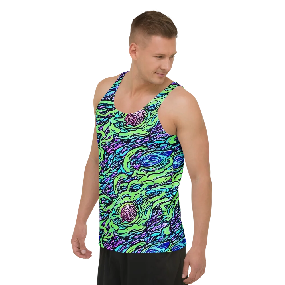 Neon Bloom Current on Men's Tank Top — Left Front