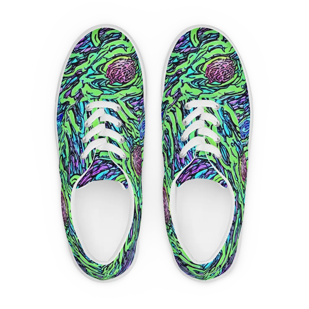 Neon Bloom Current on Men's Lace-Up Canvas Shoes — Front