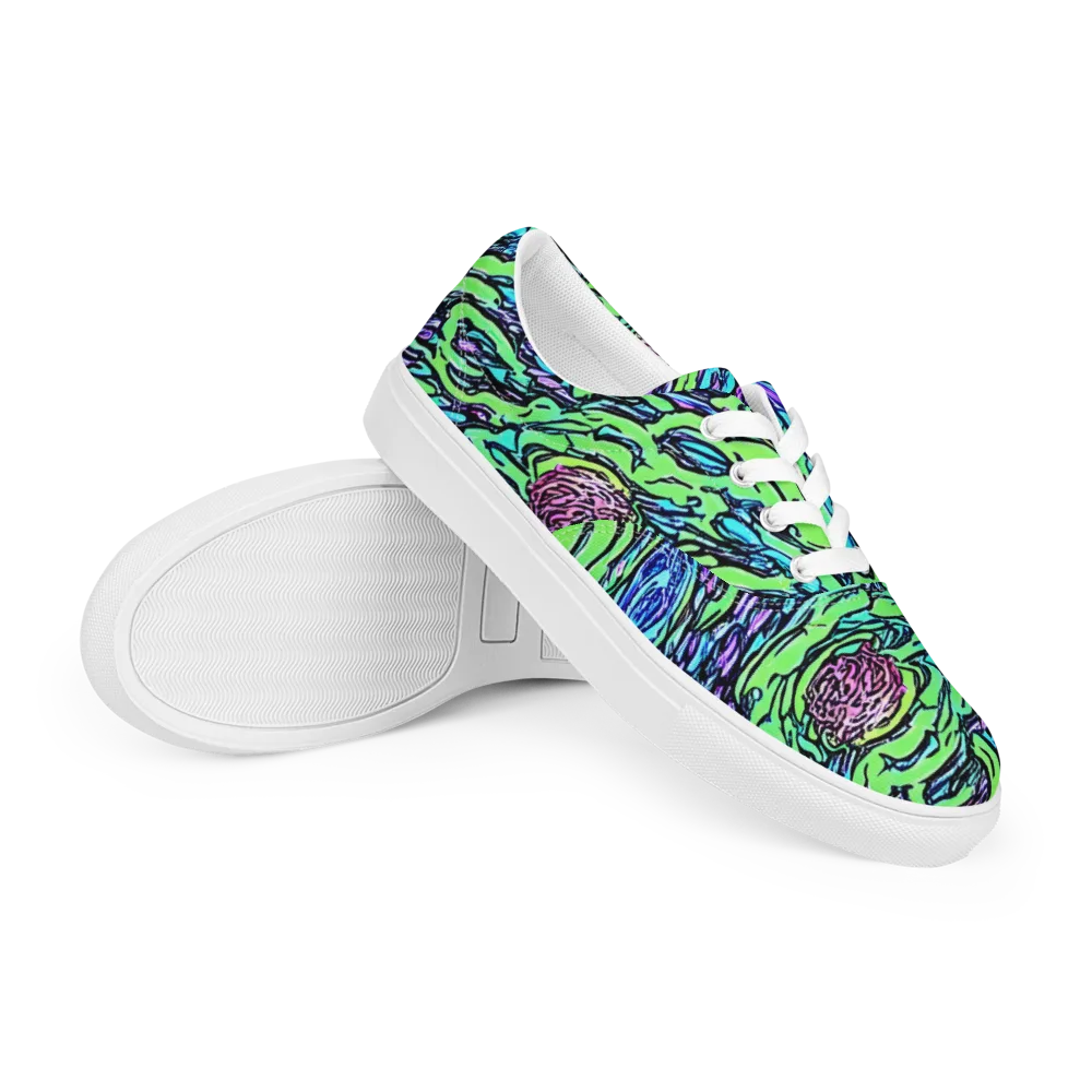 Neon Bloom Current on Men's Lace-Up Canvas Shoes — Right Front