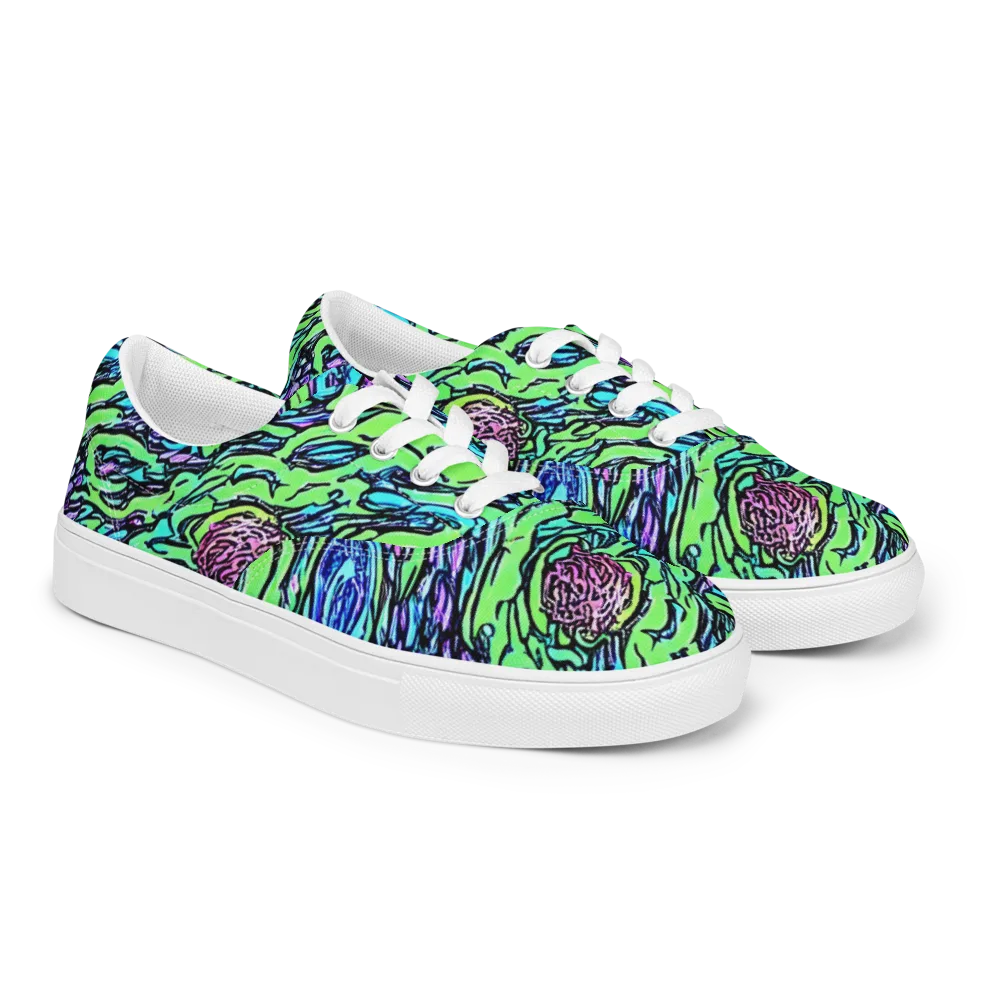 Neon Bloom Current on Men's Lace-Up Canvas Shoes — Right Front