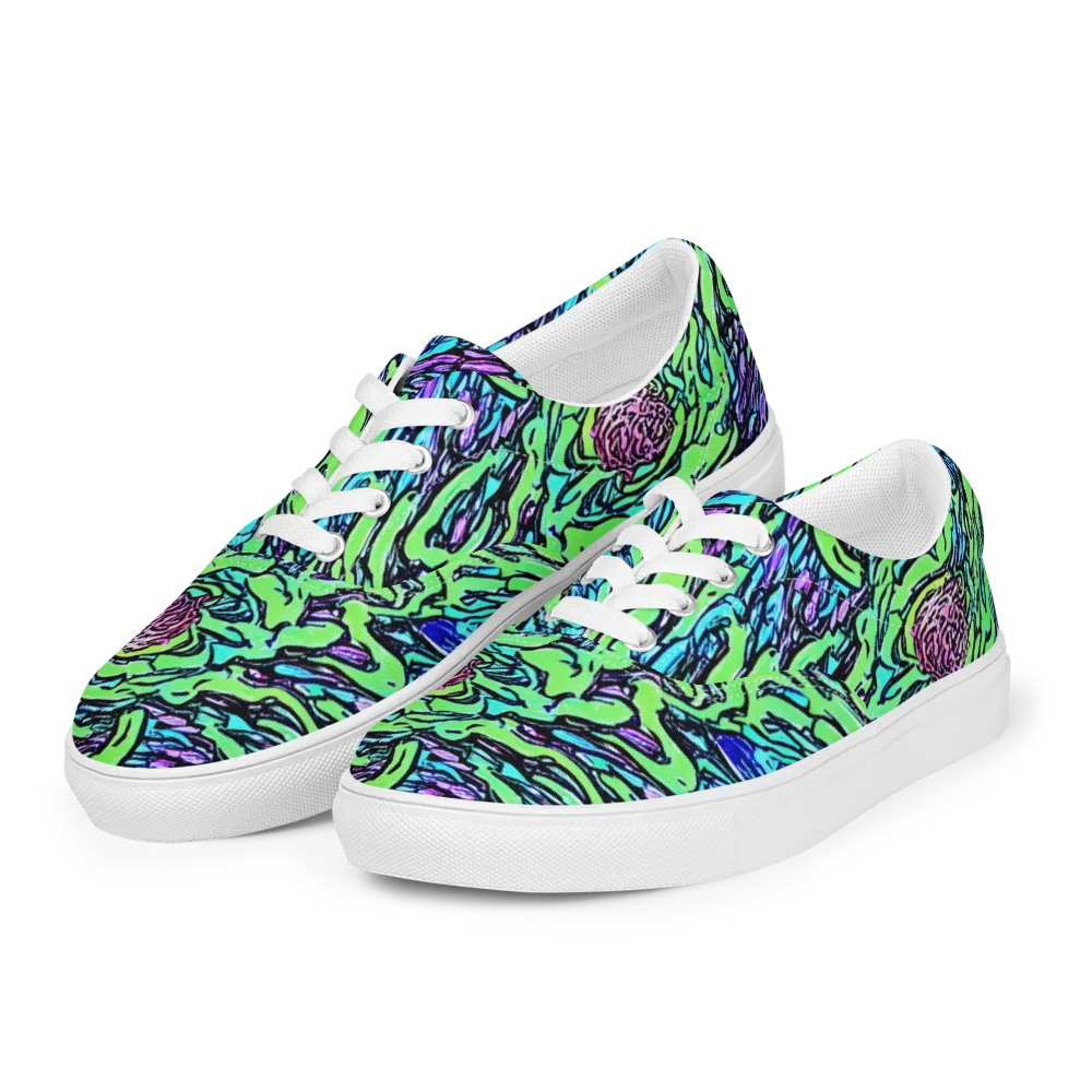 Neon Bloom Current on Men's Lace-Up Canvas Shoes — Left Front