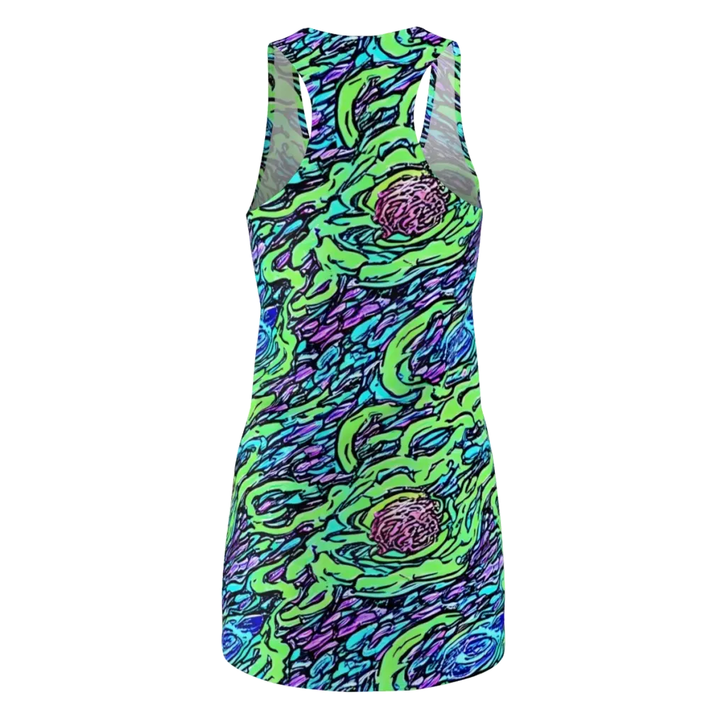 Neon Bloom Current on Racerback Dress — Back