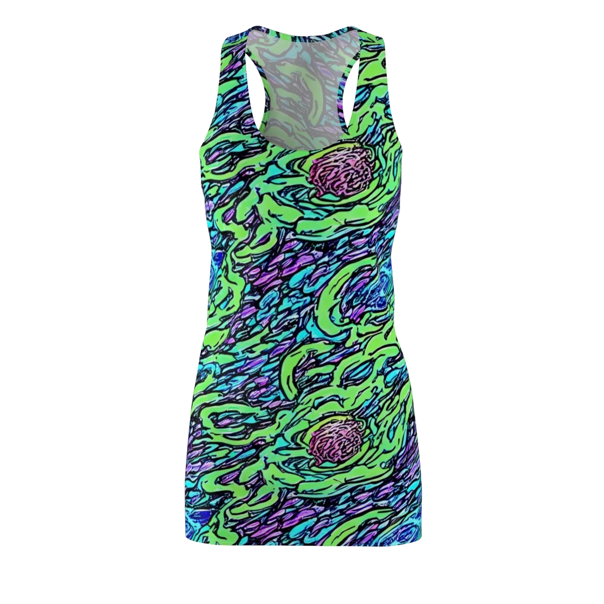 Neon Bloom Current on Racerback Dress — Front