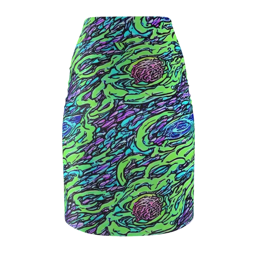 Neon Bloom Current on Pencil Skirt — Back