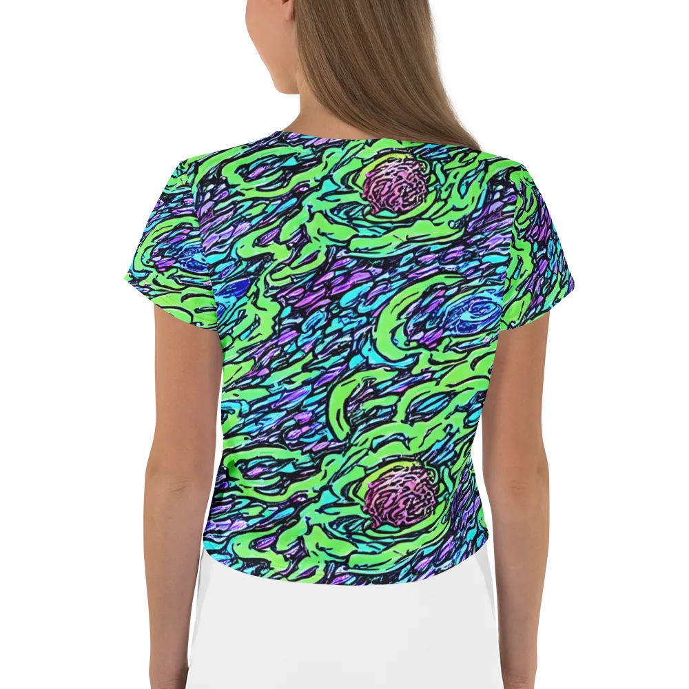 Neon Bloom Current on Crop Tee — Back