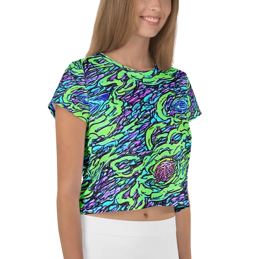 Neon Bloom Current on Crop Tee — Right
