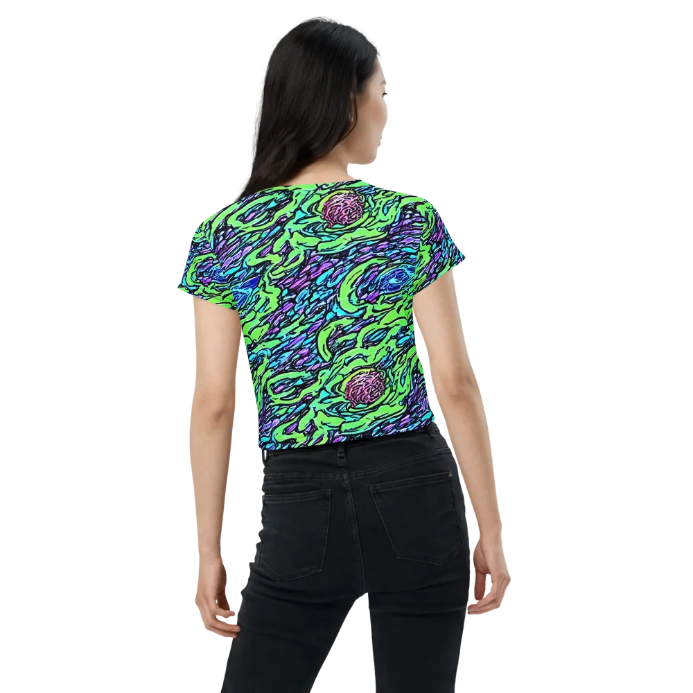 Neon Bloom Current on Crop Tee — Back