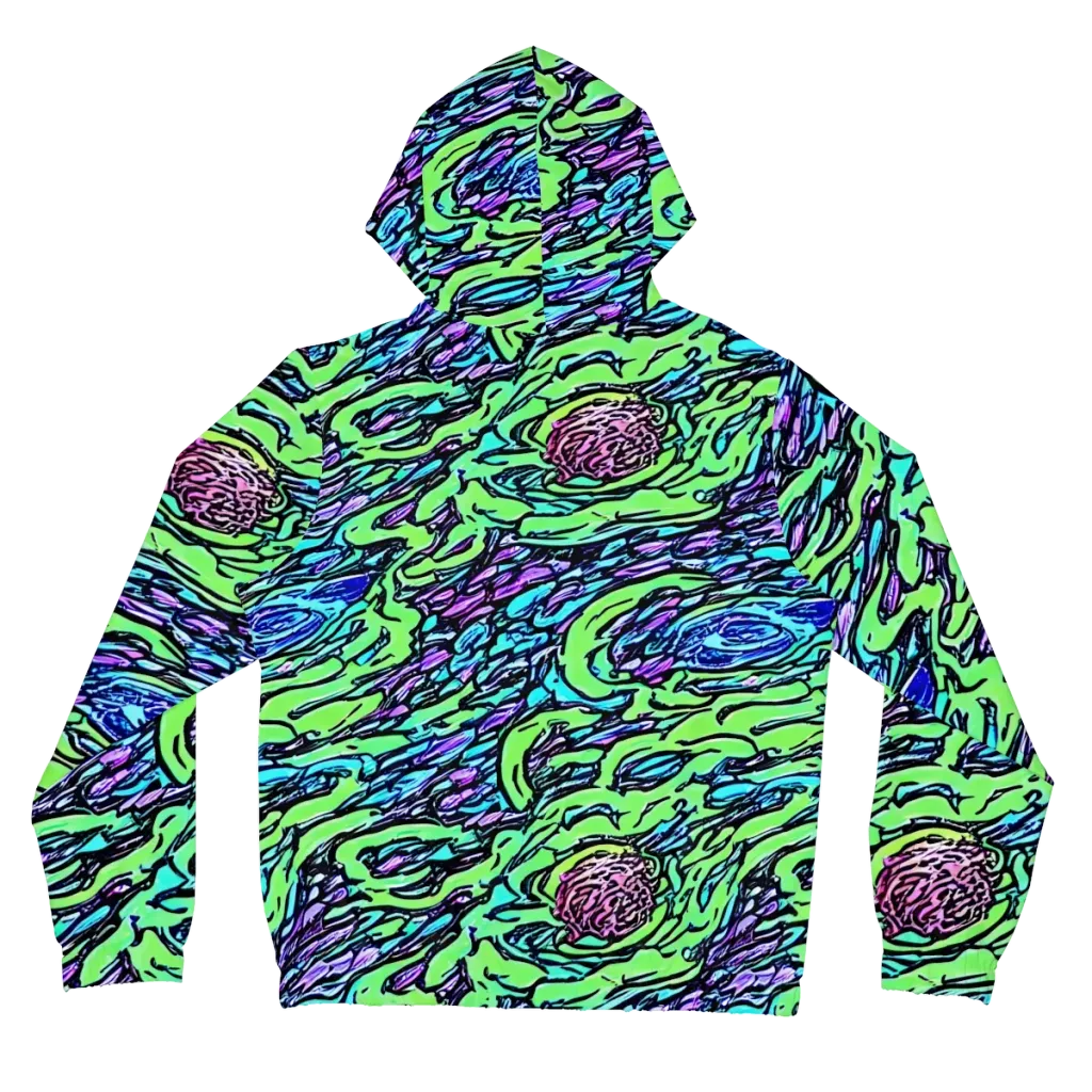Neon Bloom Current on Women's Full-Zip Hoodie — Back