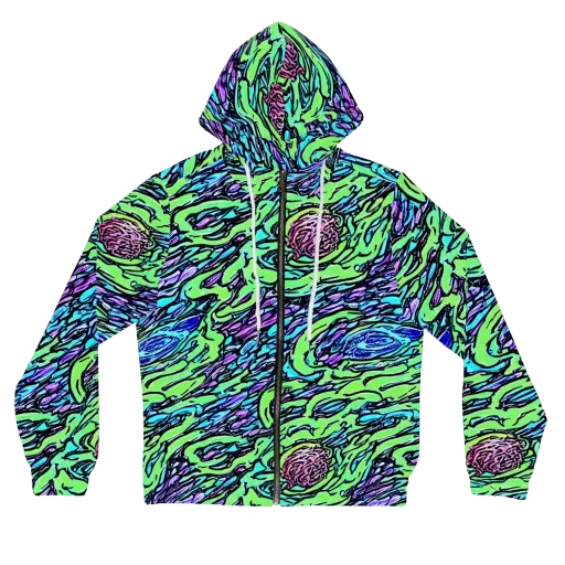 Neon Bloom Current on a Women's Full-Zip Hoodie