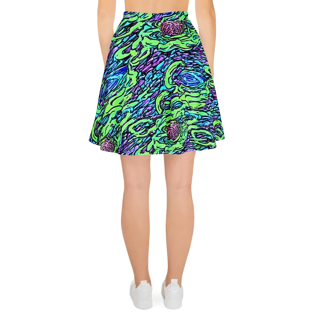 Neon Bloom Current on Skater Skirt — Back