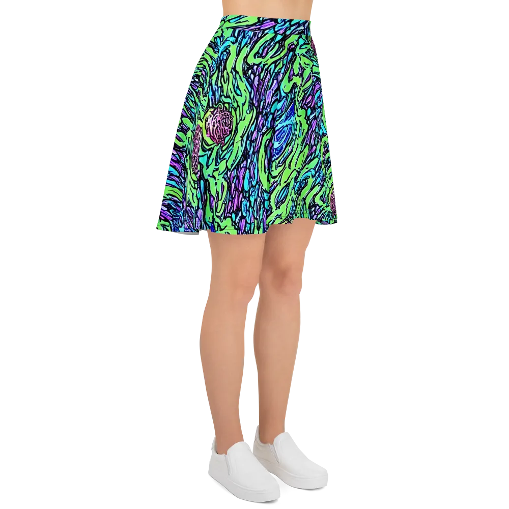 Neon Bloom Current on Skater Skirt — Right
