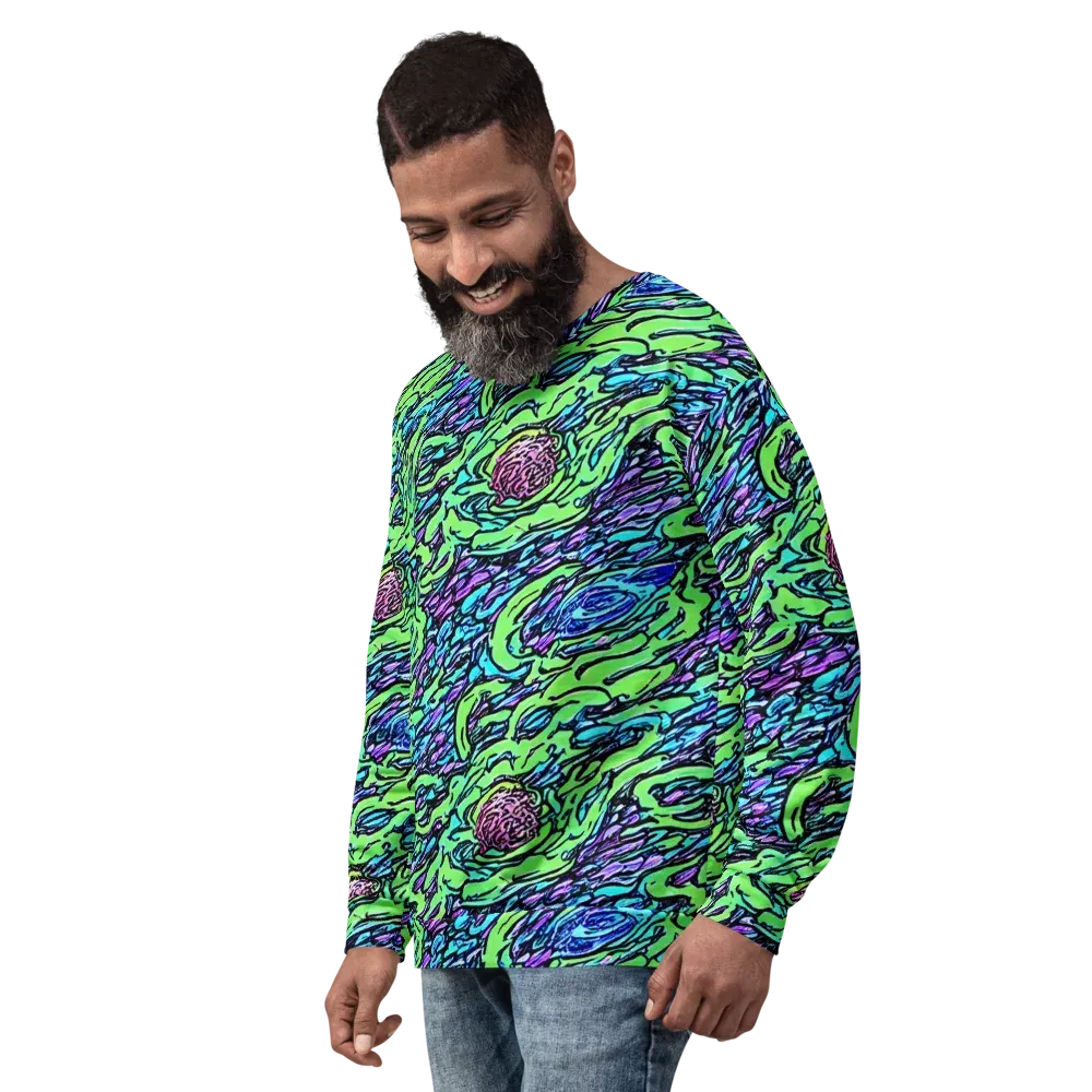 Neon Bloom Current on Sweatshirt — Left Front
