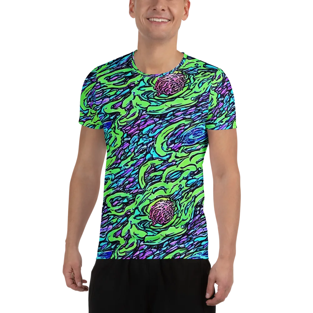 Neon Bloom Current on Men's Athletic T-Shirt — Front