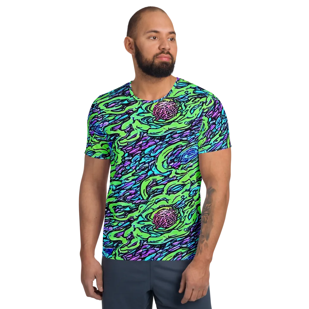 Neon Bloom Current on Men's Athletic T-Shirt — Front