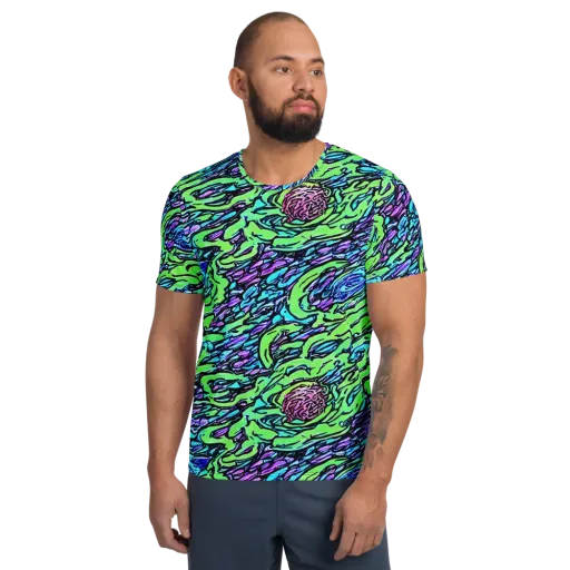 Neon Bloom Current on a Men's Athletic T-Shirt
