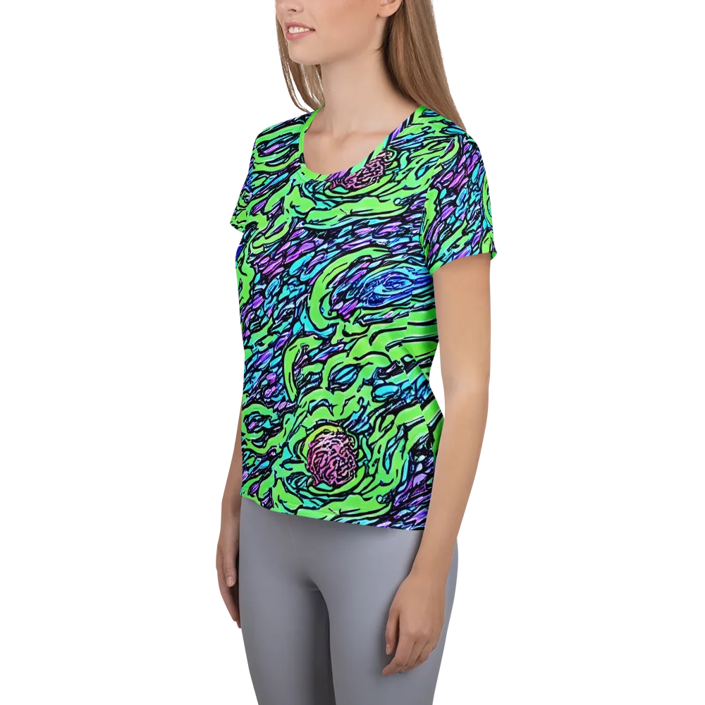 Neon Bloom Current on Women's Athletic T-Shirt — Left