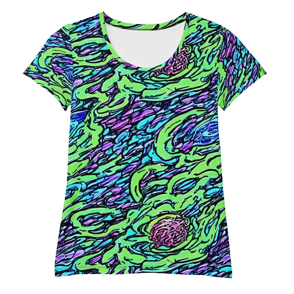 Neon Bloom Current on Women's Athletic T-Shirt — Front