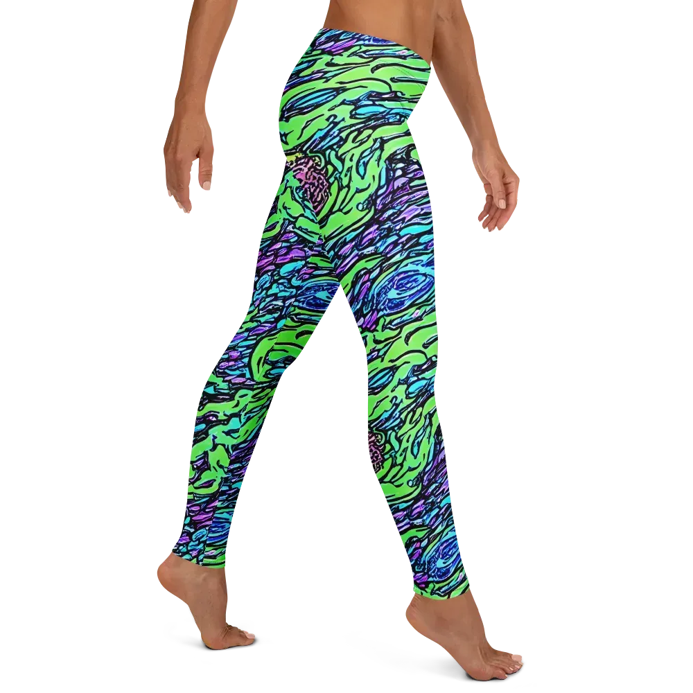 Neon Bloom Current on Leggings — Right