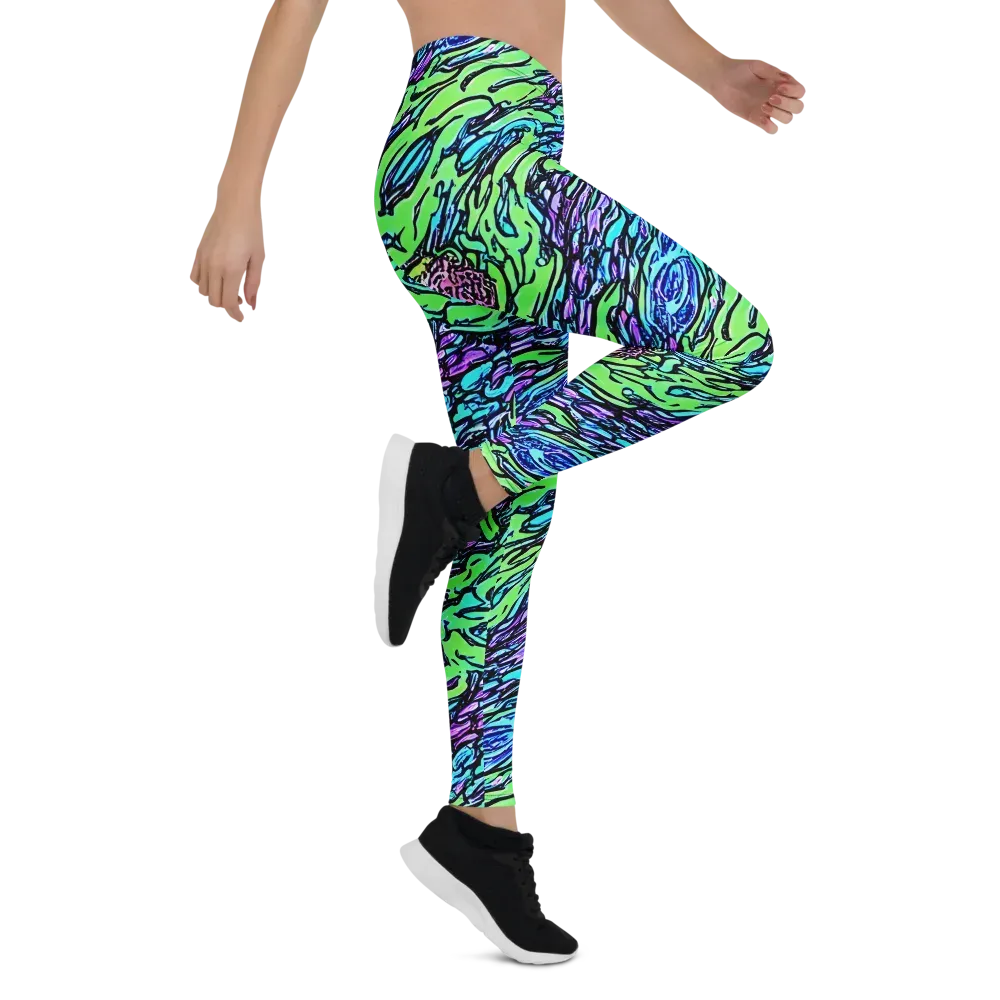 Neon Bloom Current on Leggings — Right