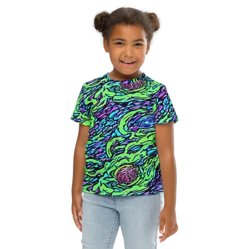 Neon Bloom Current on a Kids Crew Neck T-Shirt
