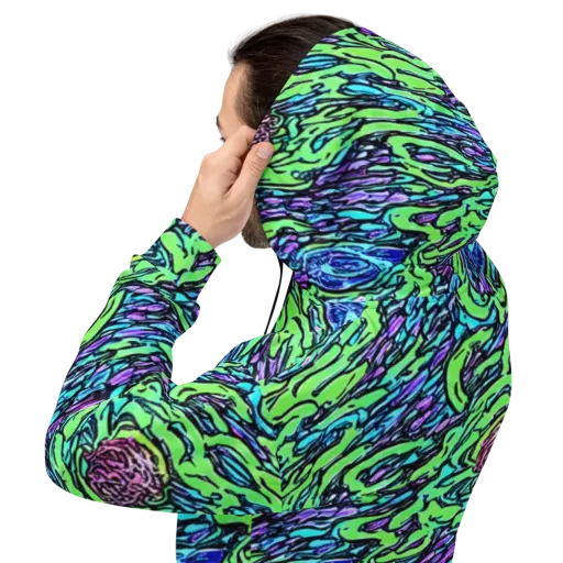 Neon Bloom Current on a Hoodie