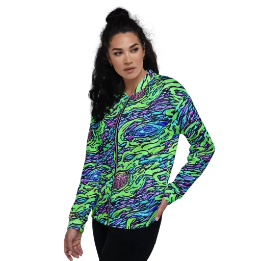 Neon Bloom Current on a Bomber Jacket
