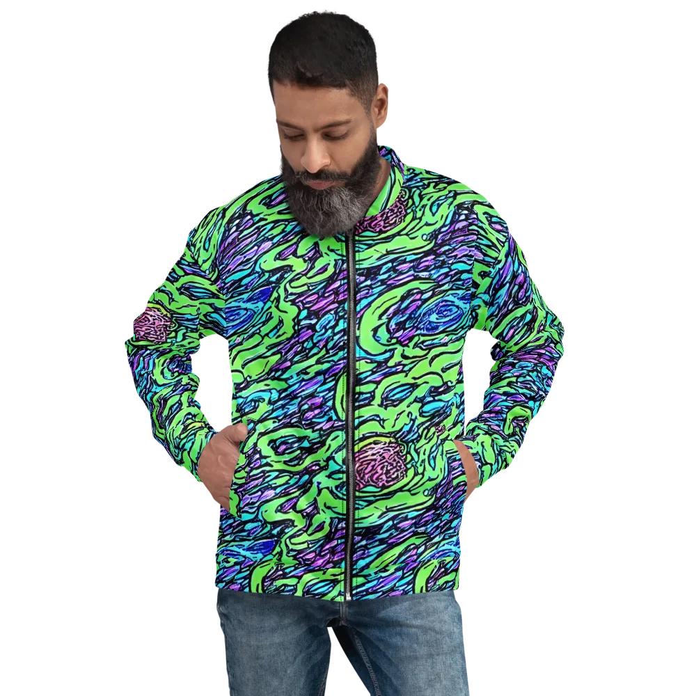 Neon Bloom Current on Bomber Jacket — Front