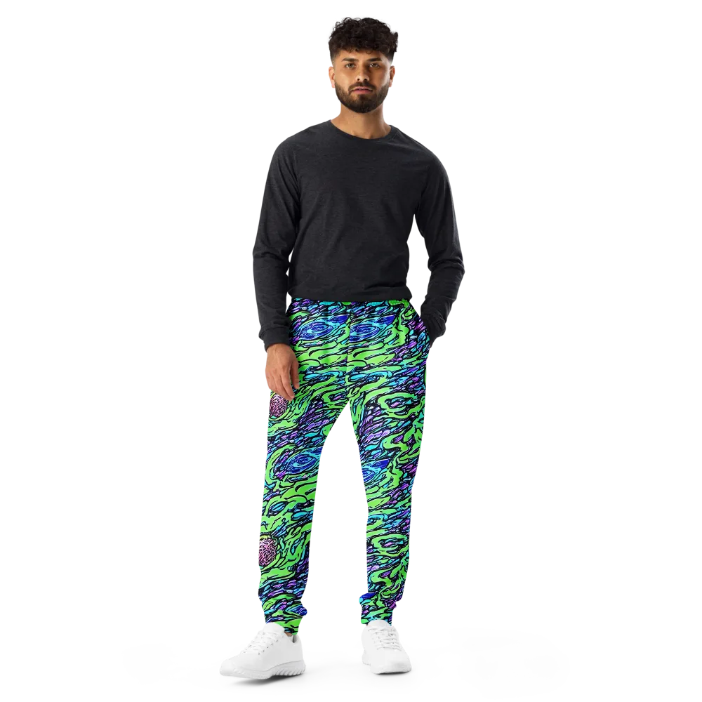Neon Bloom Current on Men's Joggers — Front