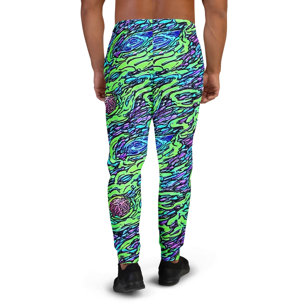 Neon Bloom Current on Men's Joggers — Back