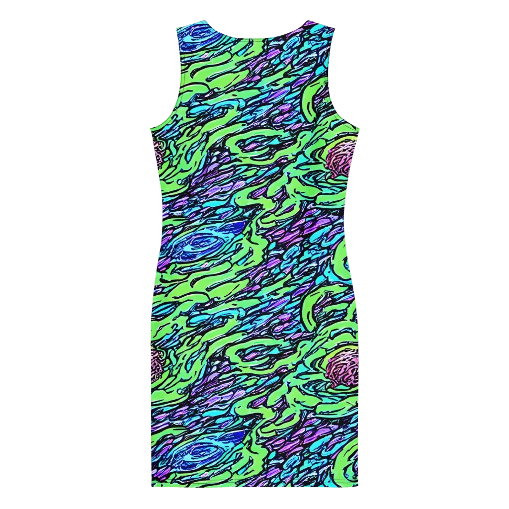 Neon Bloom Current on Bodycon Dress — Back