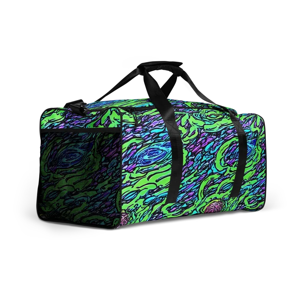 Neon Bloom Current on Duffle Bag — Right Front