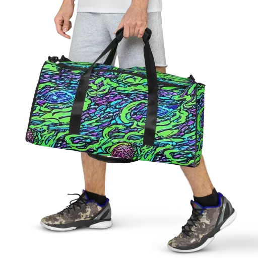 Neon Bloom Current on a Duffle Bag