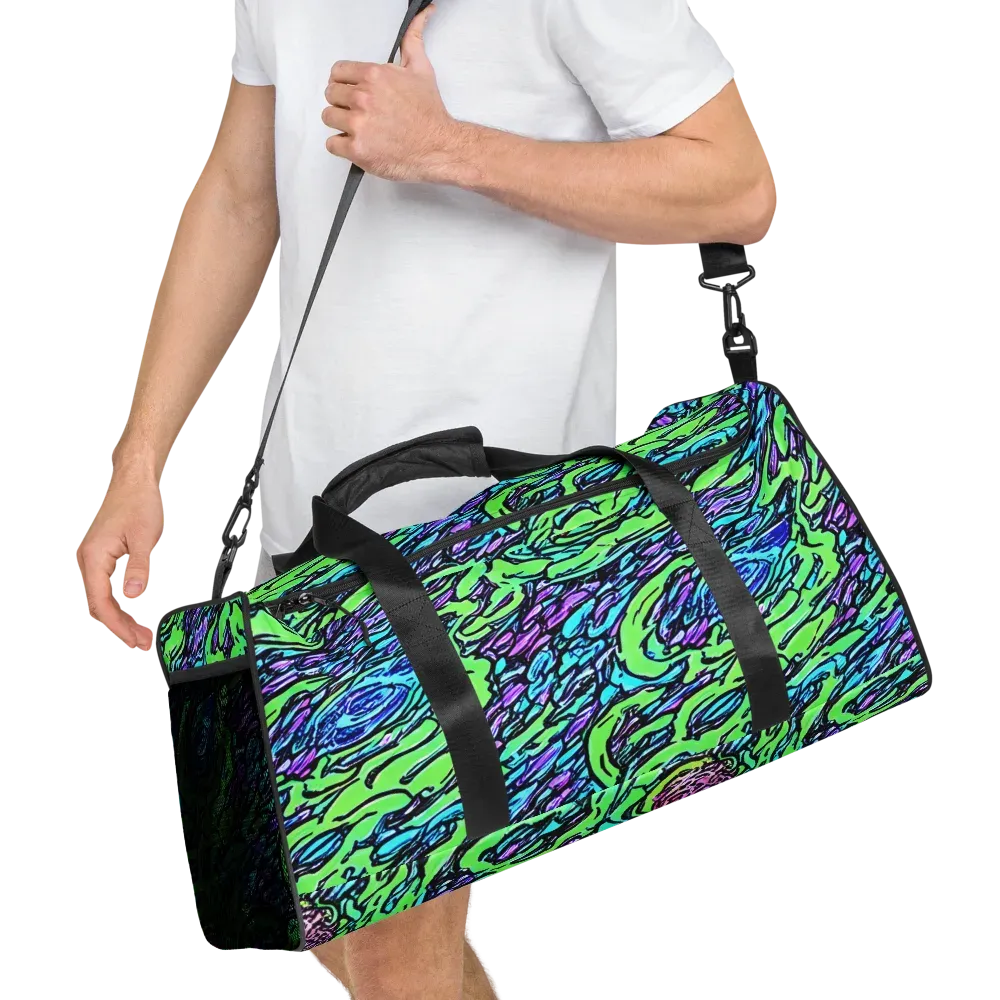 Neon Bloom Current on Duffle Bag — Right Front