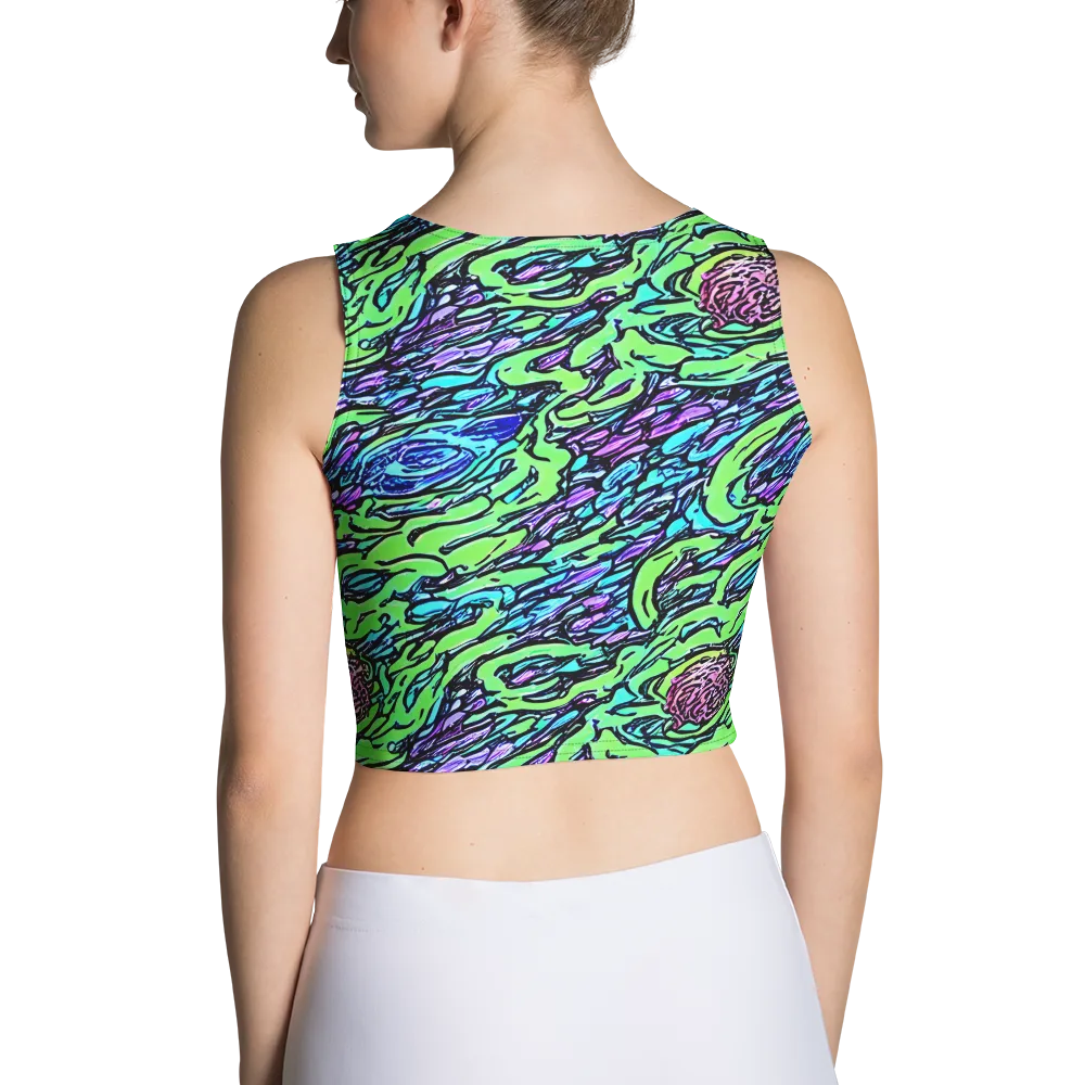 Neon Bloom Current on Crop Top — Back