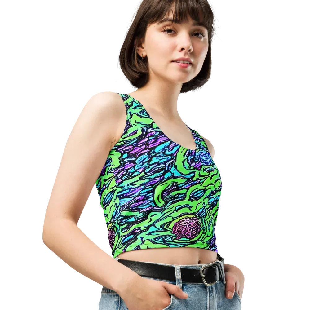 Neon Bloom Current on Crop Top — Right Front