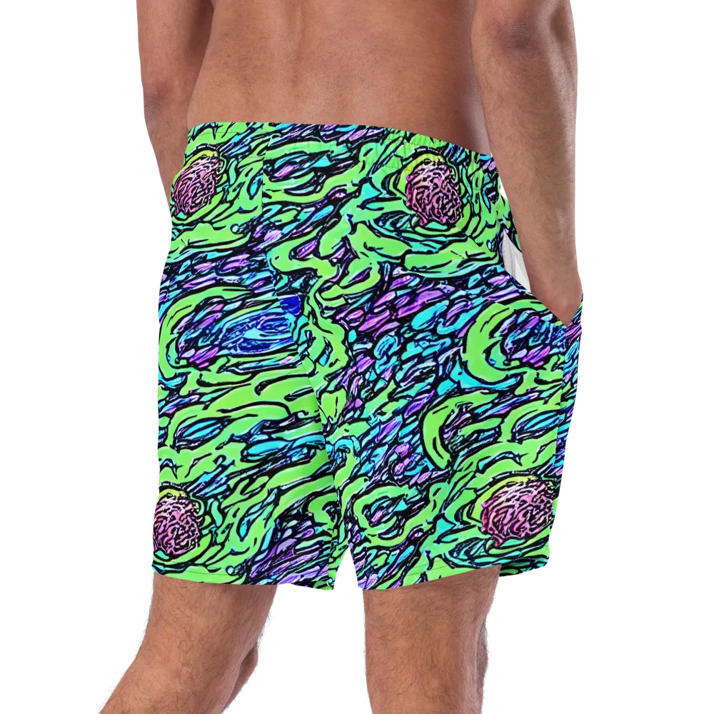 Neon Bloom Current on Swim Trunks — Right Back