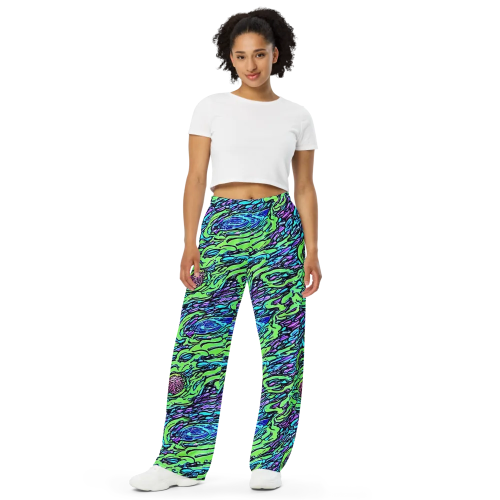 Neon Bloom Current on Wide-Leg Pants — Front